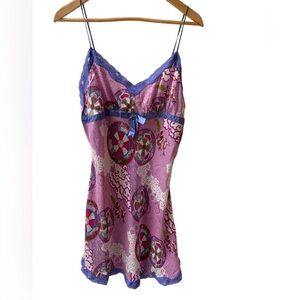 Nick & Nora Slip Dress 100% Washable Silk Night Gown Lace Trim L